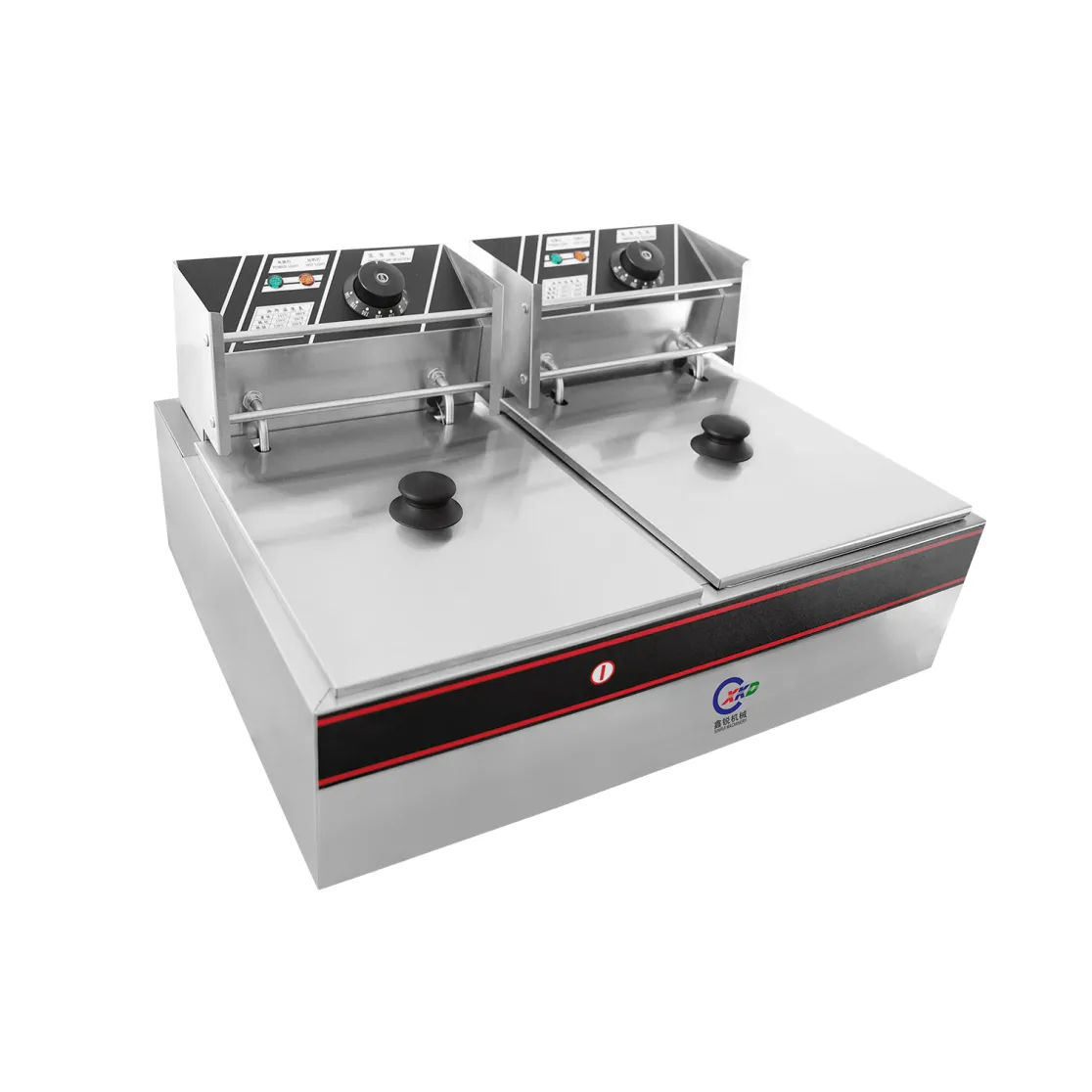 Freidora eléctrica de doble cilindro de doble tamiz (cárter de aceite grueso) - Freidora - foodmachtech